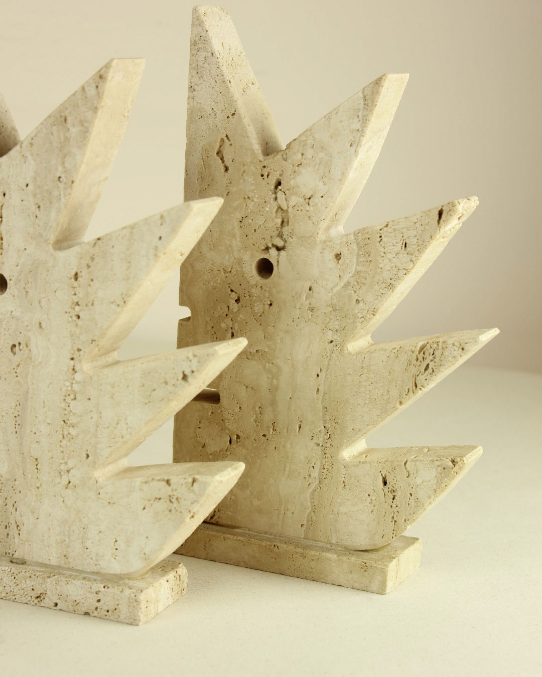 Pair of Travertine Bookends by Fratelli Mannelli — back view highlighting textured stone surface