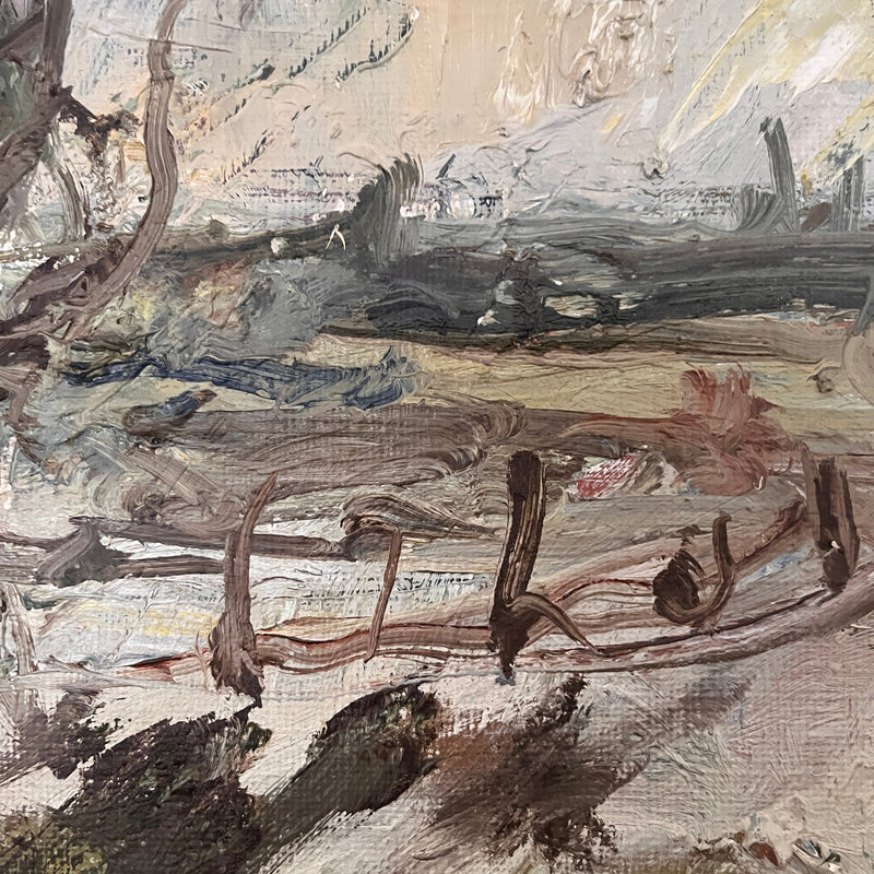 Swedish Oil On Canvas by Owe Wessbohn. 1985. — close-up of textured paint detail