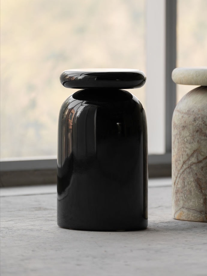 Cult Stool/ Side Table, Lacqued Wood — detail view
