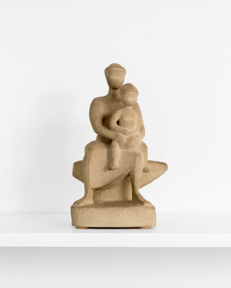 Mother & Child Plaster Sculpture by Stig Blomberg | The Oblist — vintage beige finish