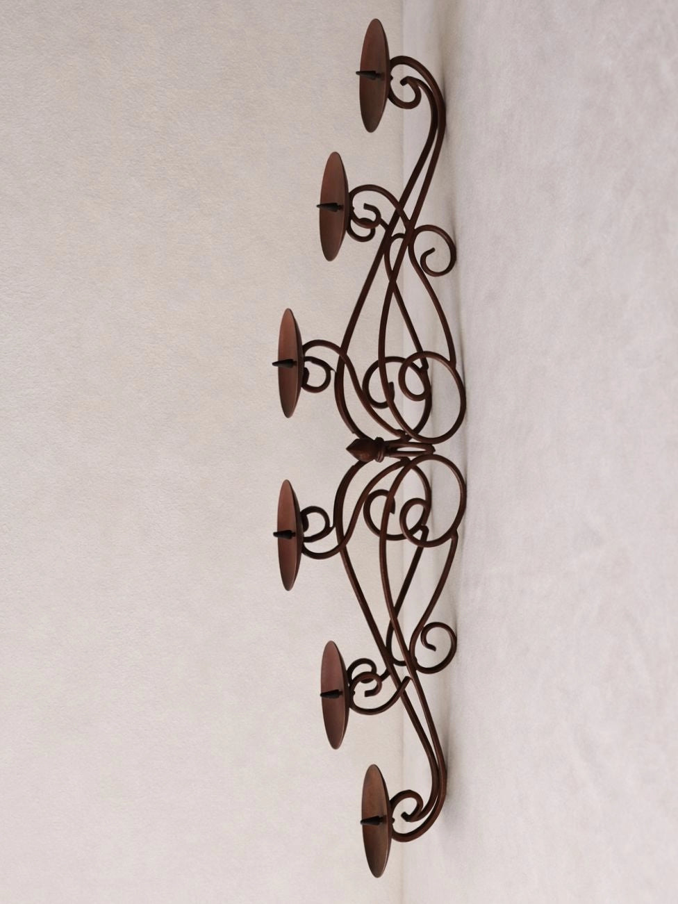 Vintage Wrought Iron Candle Holders in Metal — close-up
