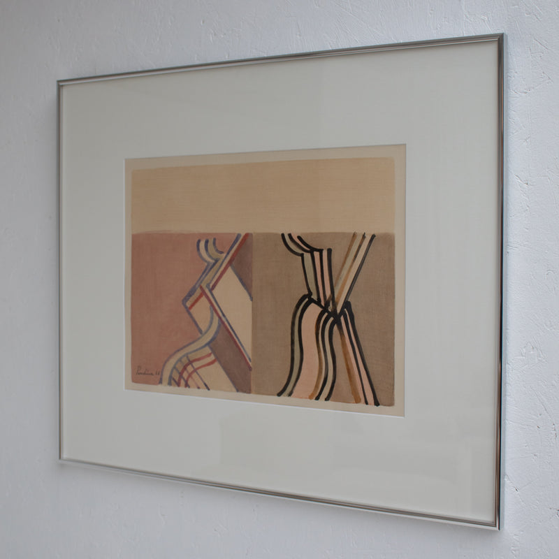 Mid Century Italian Work on Paper — framed drawing with abstract lines