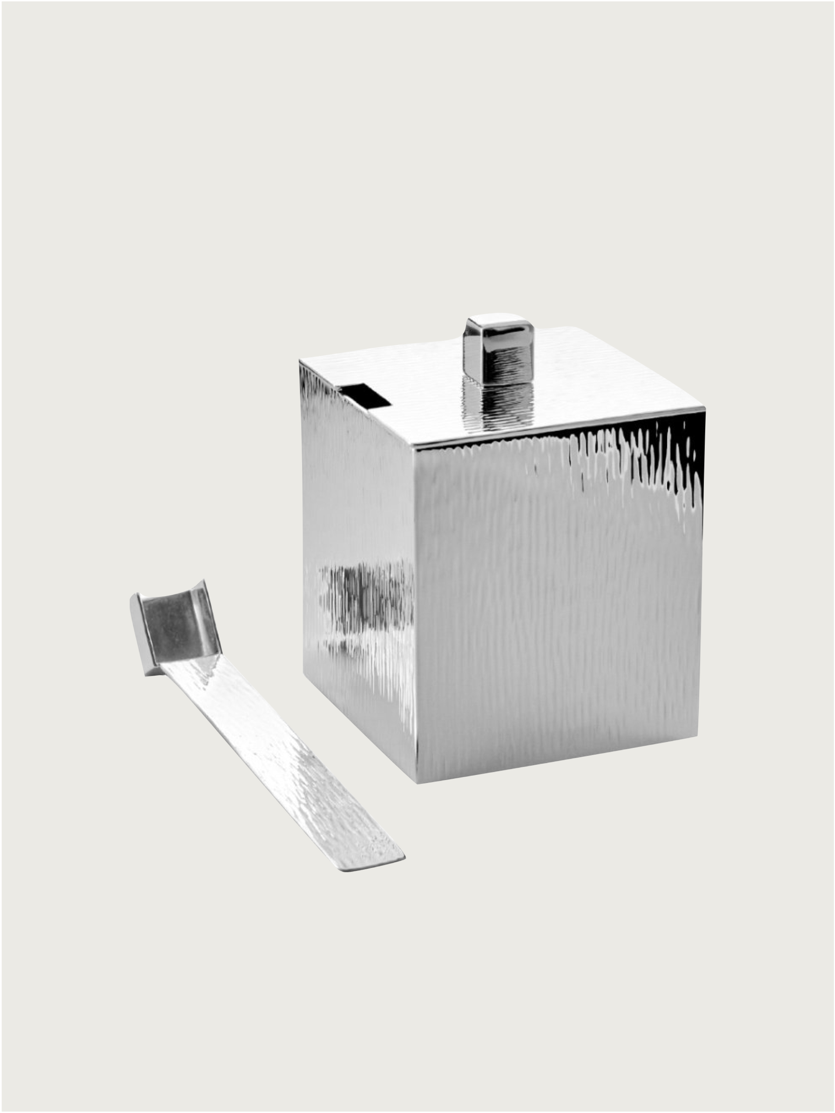 Silver-plated sugar bowl with spoon by zanetto | The Oblist — modern silver finish