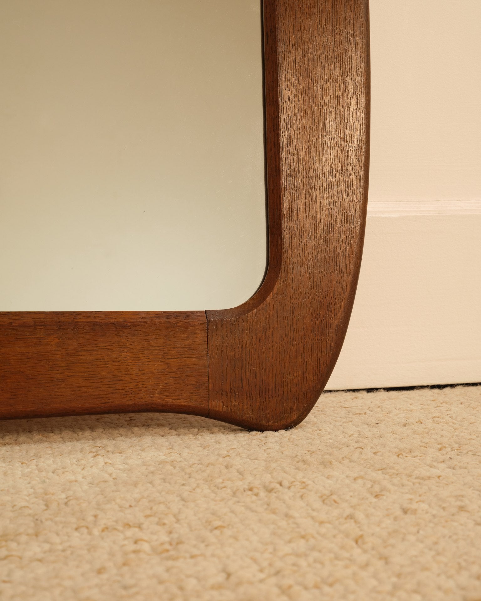 Wooden organic mirror — side angle showing rich wooden frame detail