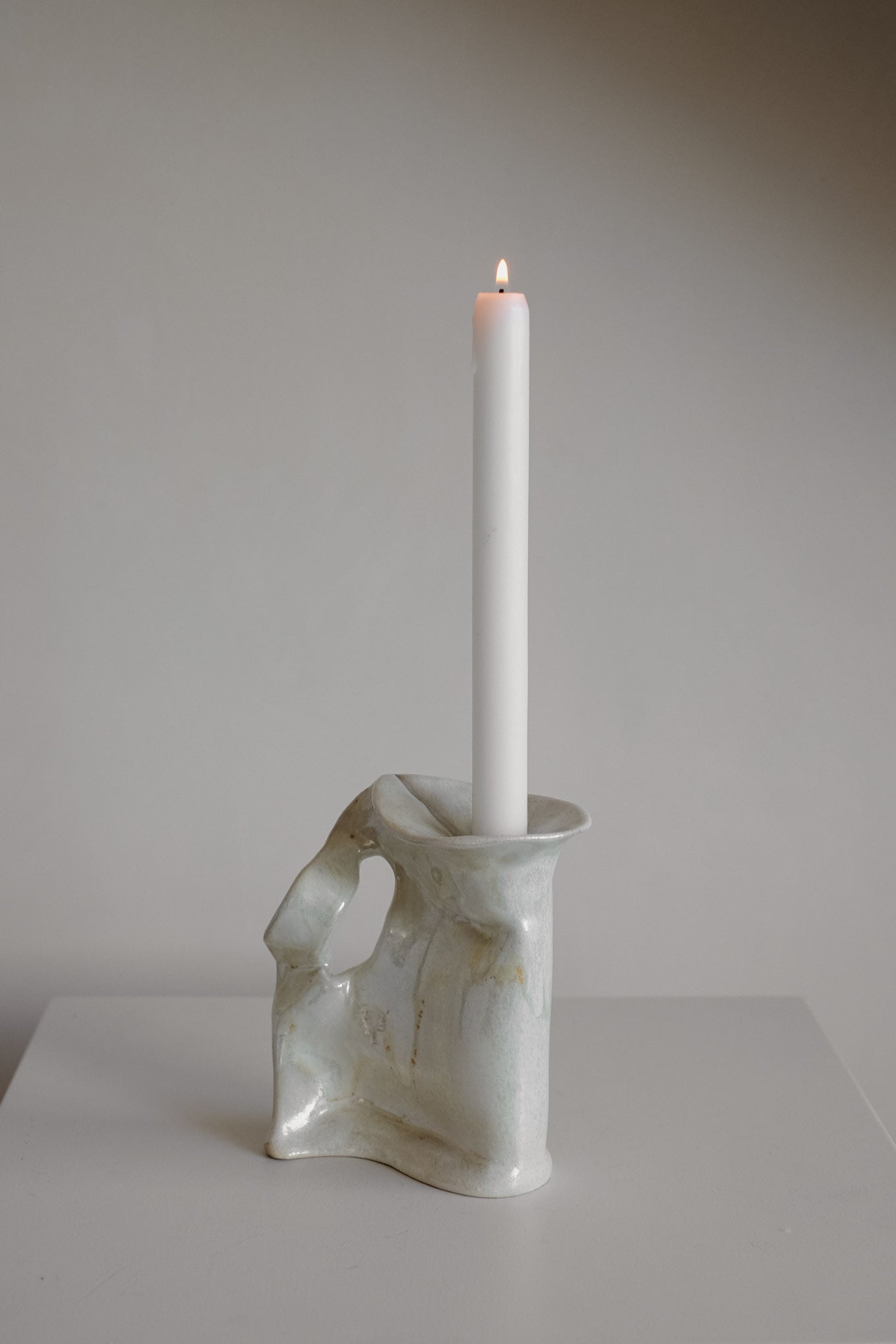 Sculptural Organic Ceramic Candle Holder — detail view