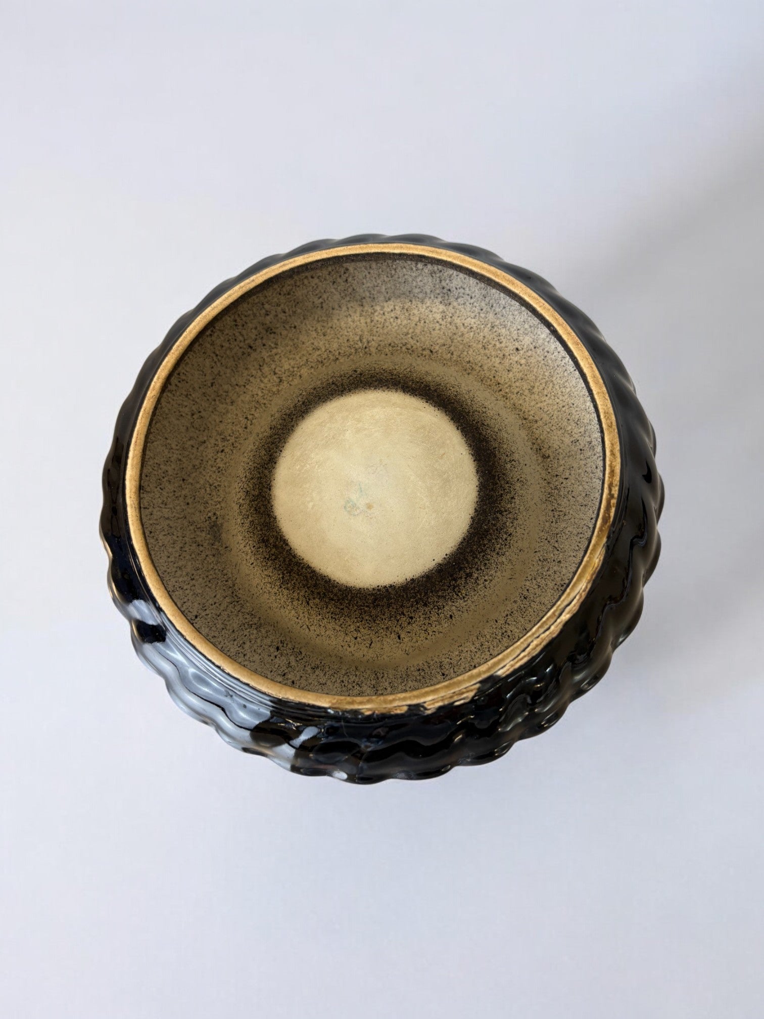 Tommaso Barbi black Ceramic Ashtray or vide-poches, Italy, 1970s — lifestyle setting