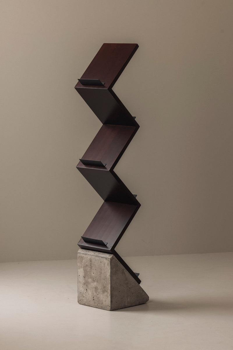 Magazine ‘Zink’ shelf by Jonas Bohlin for Källemo, Sweden 1984 — side angle