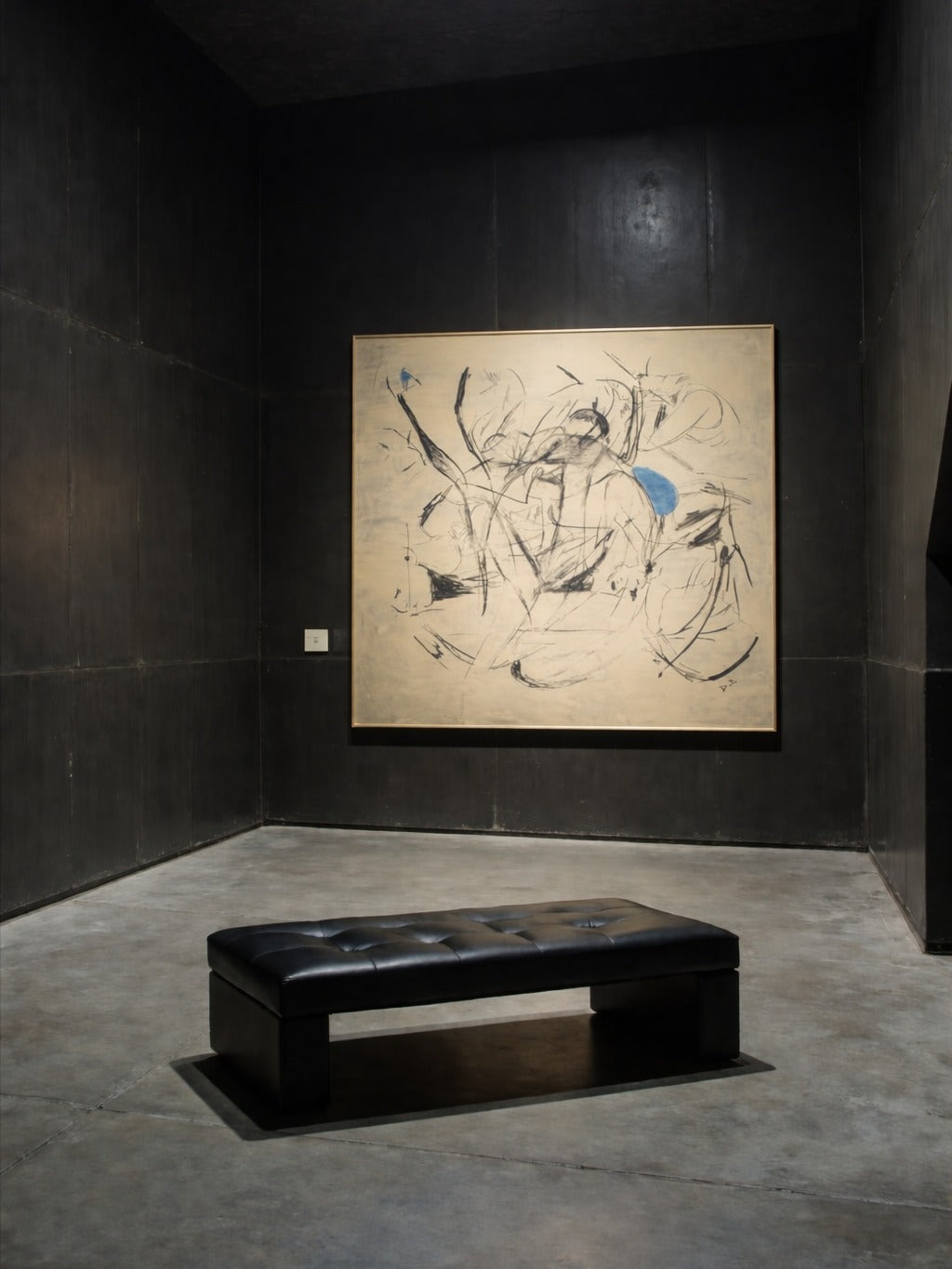 Blue Offset Painting — displayed in minimalist gallery setting