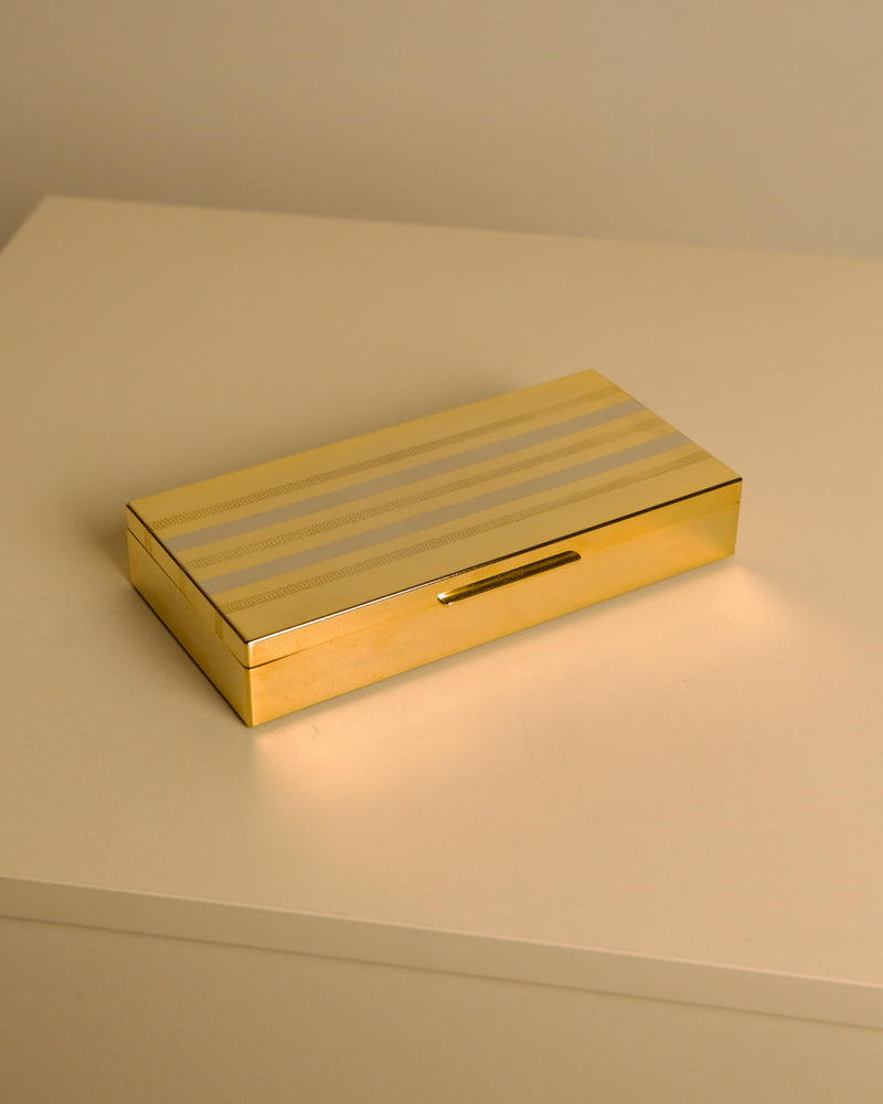 Italian Box in Gold and Silver Metal "Holywood Regency" 70s by Treaptyque | The Oblist — vintage metal design