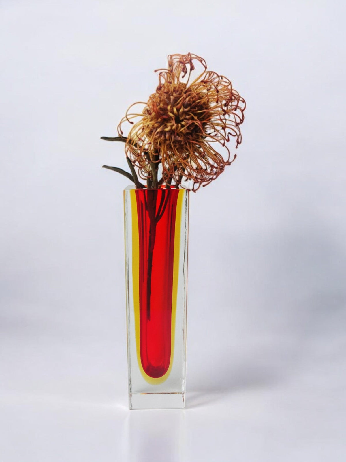 Archimede Seguso vintage vase in orange Murano glass Italy 1960 by Malamar Studio | The Oblist