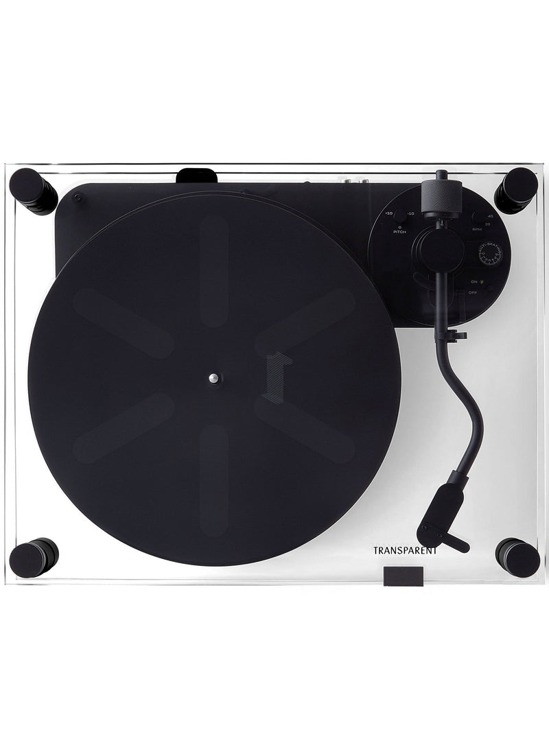 Transparent Turntable Black - Bluetooth — top view of black platter and controls