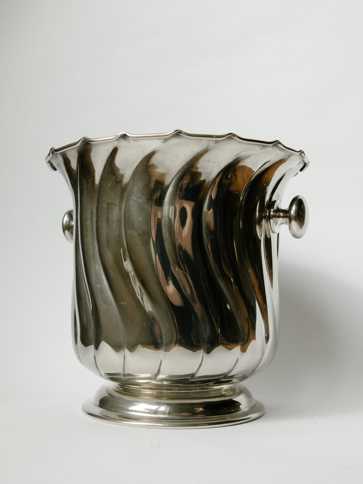 Silver-Plated Italian Fluted Champagne Bucket by Metall Art PD - c. 1970s — detail view