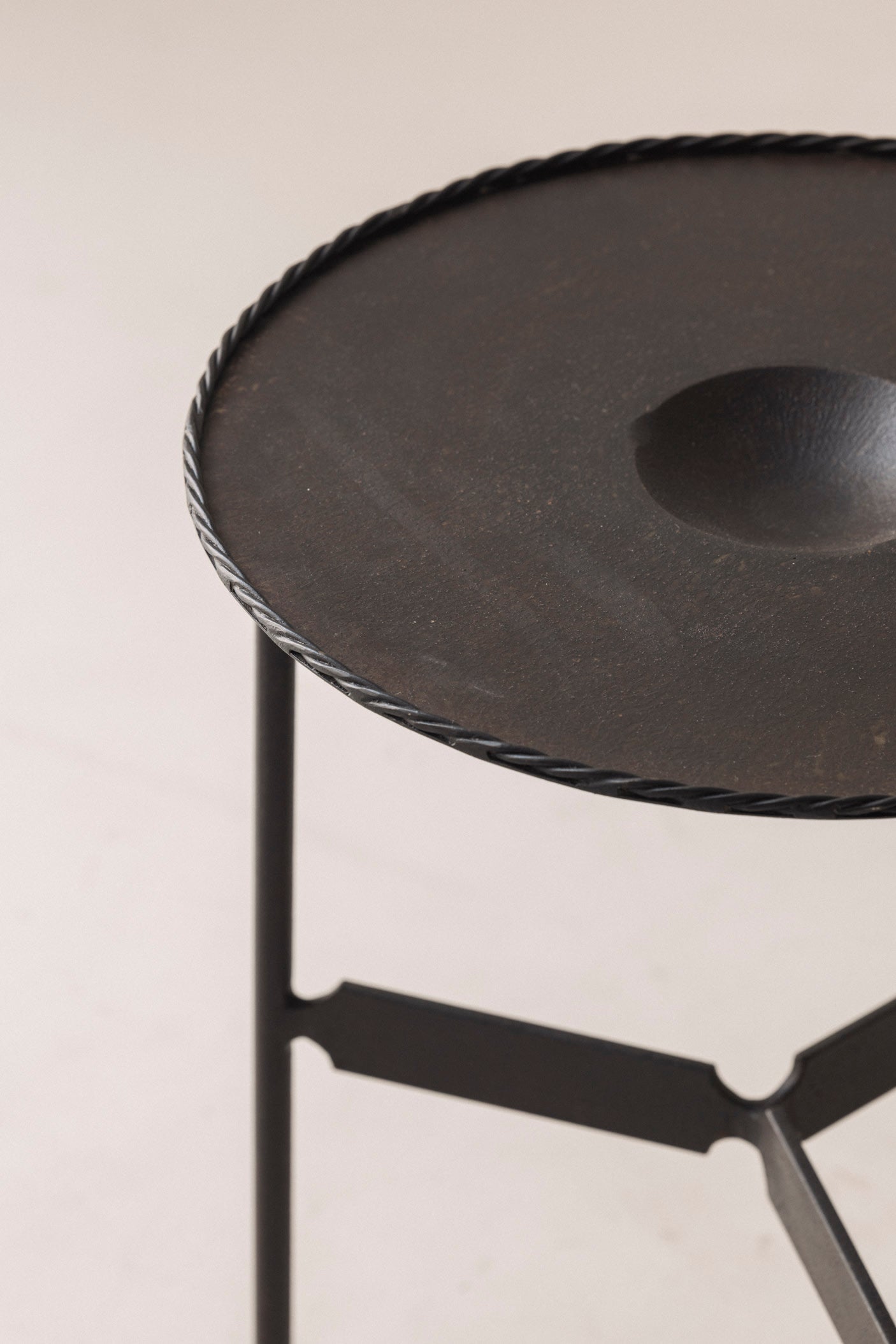French Guéridon Side Table in Patinated Iron, 1940s. — lifestyle setting