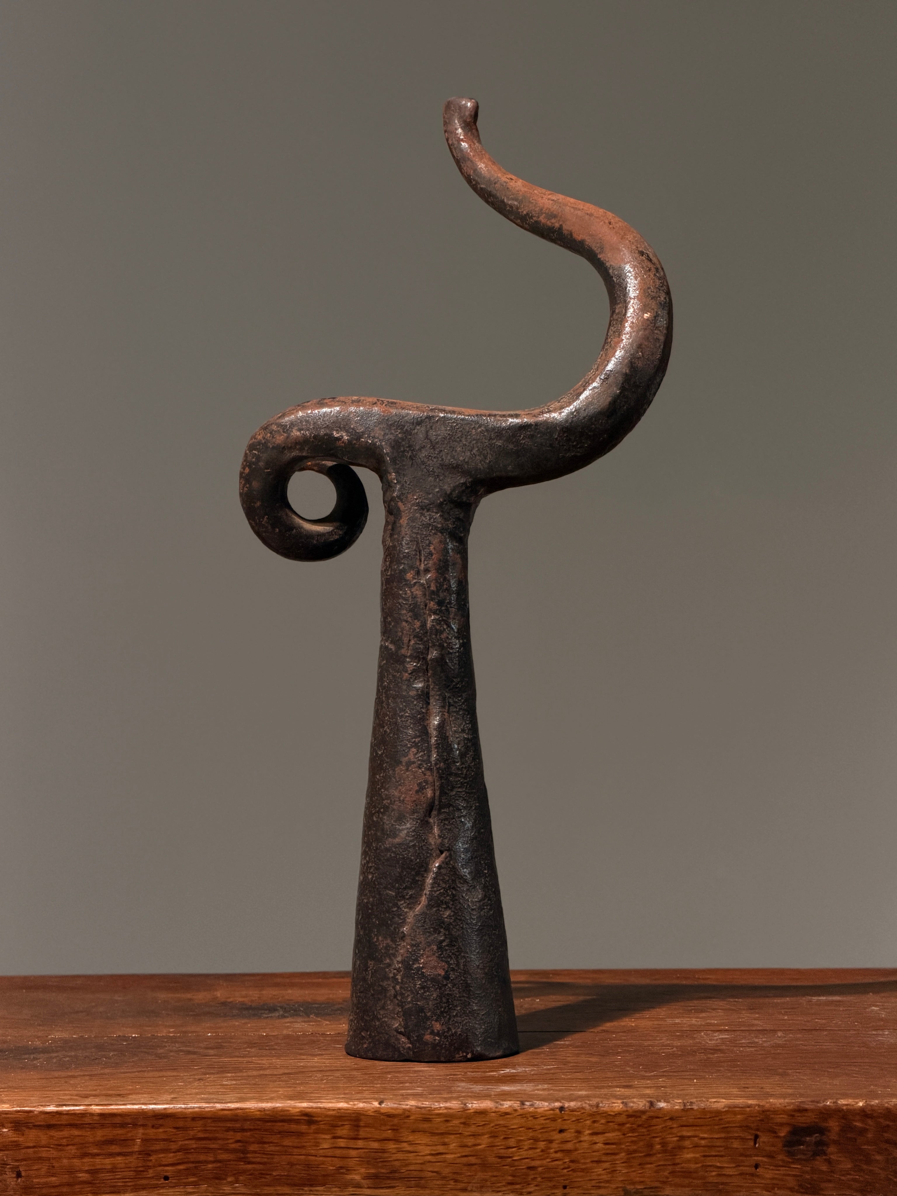Wrought iron sculptural form, French folk art, 19th century — side angle
