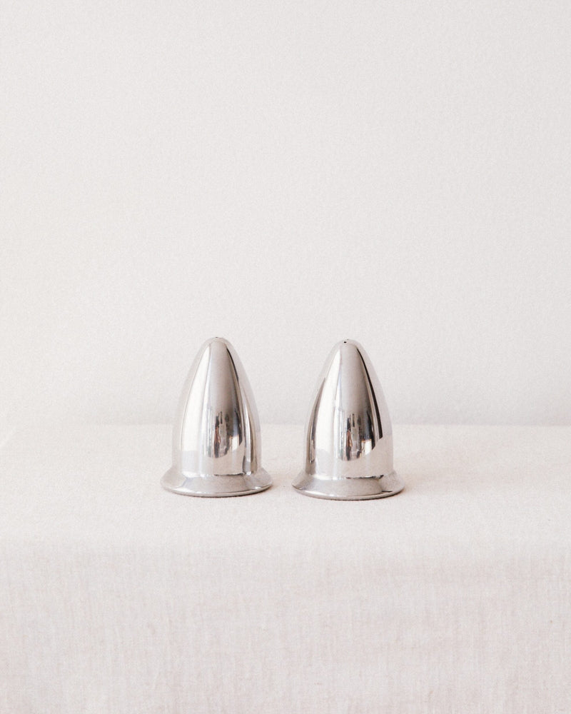 Chrome Salt & Pepper Shakers by Arcā Collections | The Oblist — polished metal finish