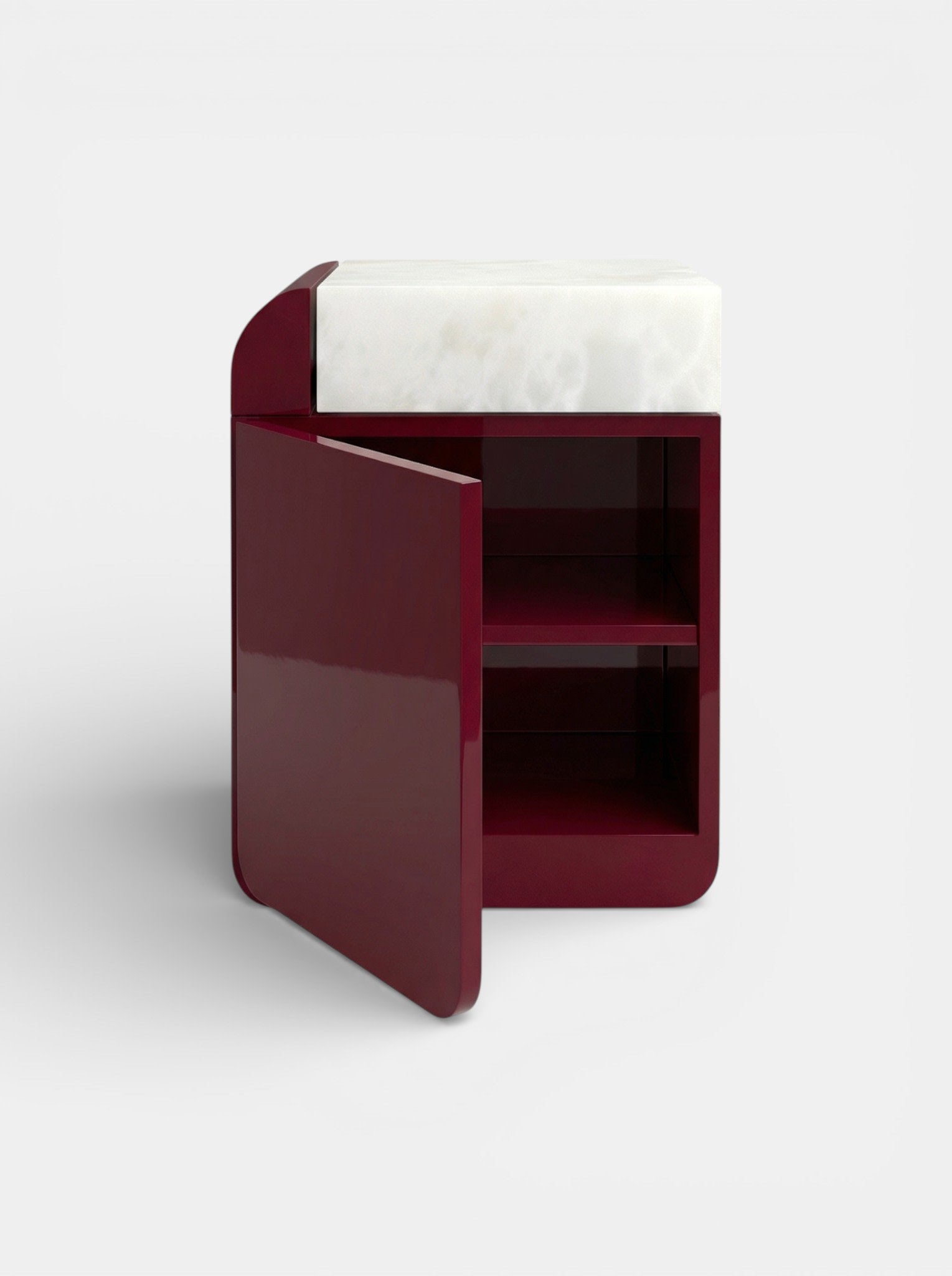 "Amo" Bordeaux and White Onyx Table — side angle