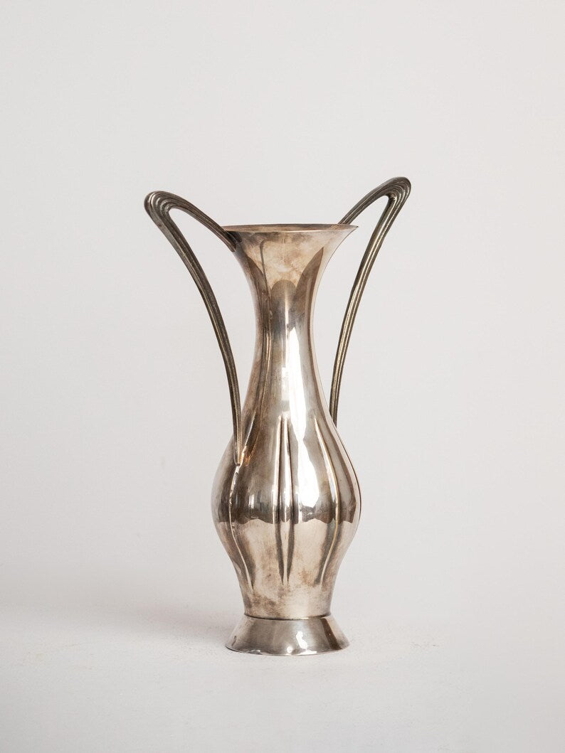 Art Nouveau Silver Plate Vase with Twin Loop Handles — view 9