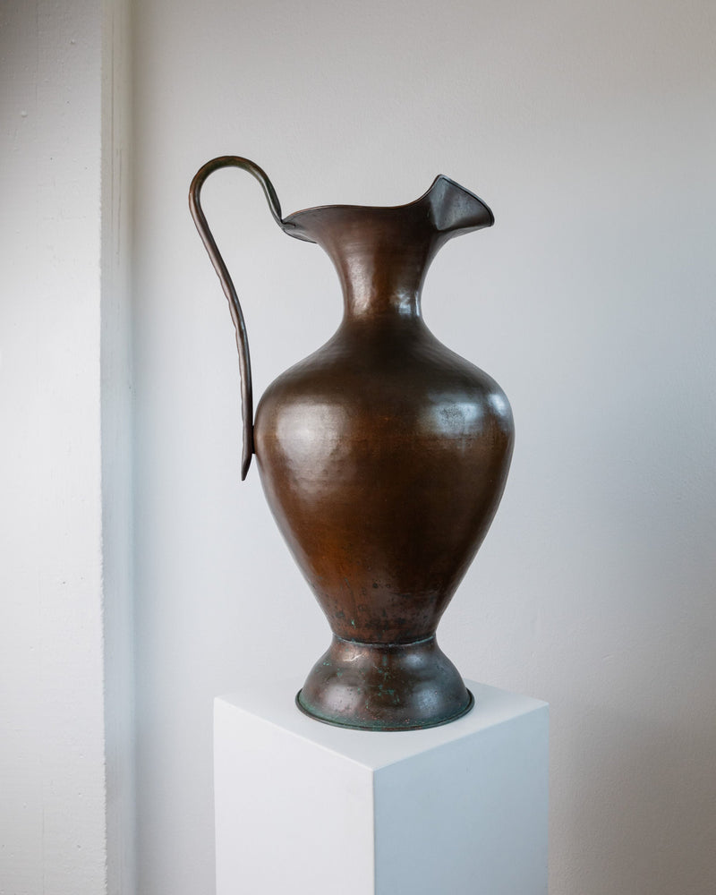 Copper Vase, Italy 1940s — close-up of handcrafted copper surface