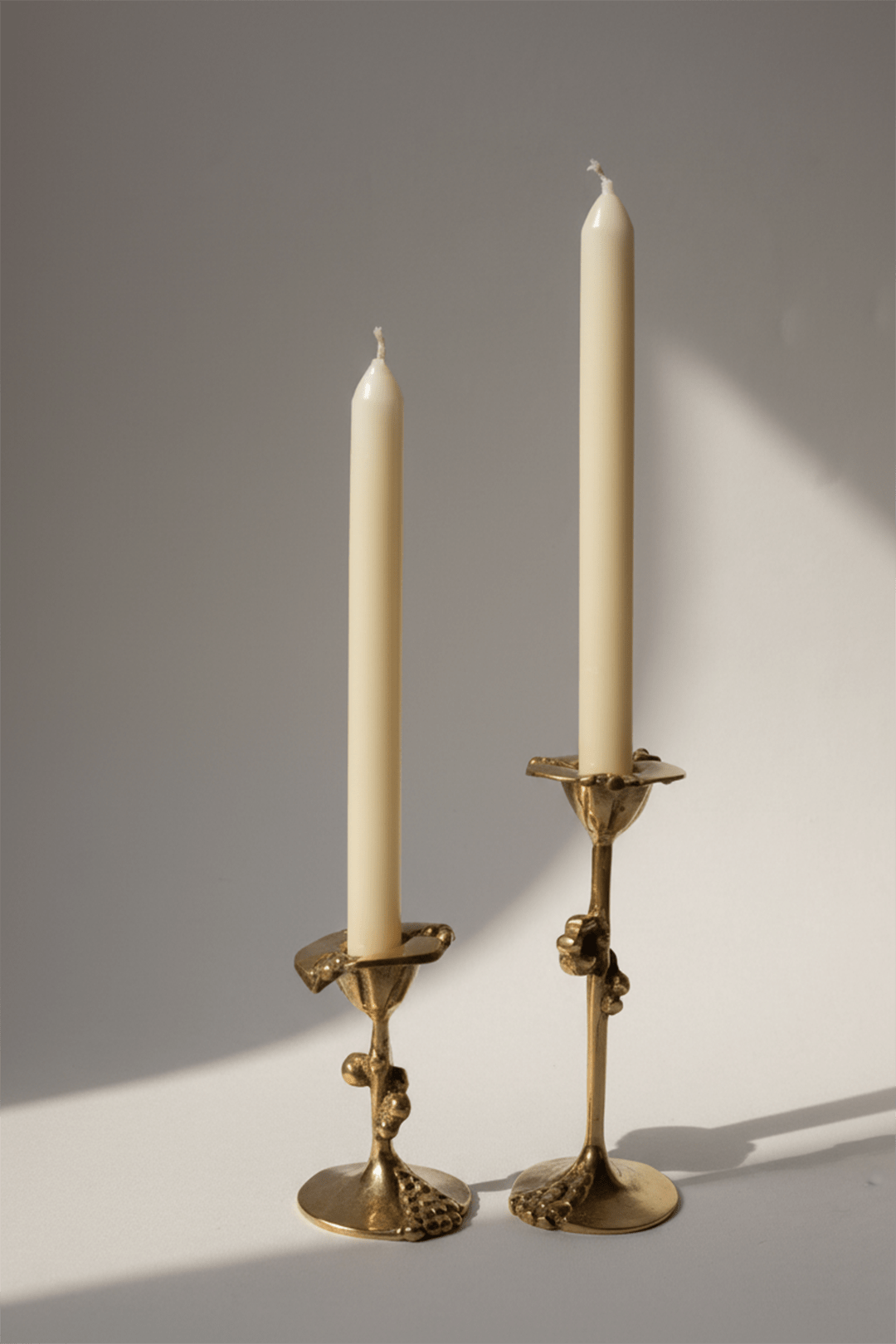 Bougeoirs Sculpturaux en Laiton par Kurt Jesch, Autriche, vers les années 1960