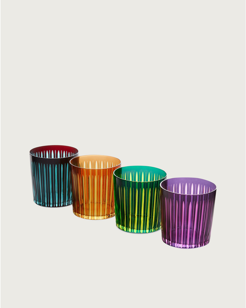Prism Double Old Fashioned Glasses - Assorted (Set of 4) by Lobjet | The Oblist — colorful acrylic design