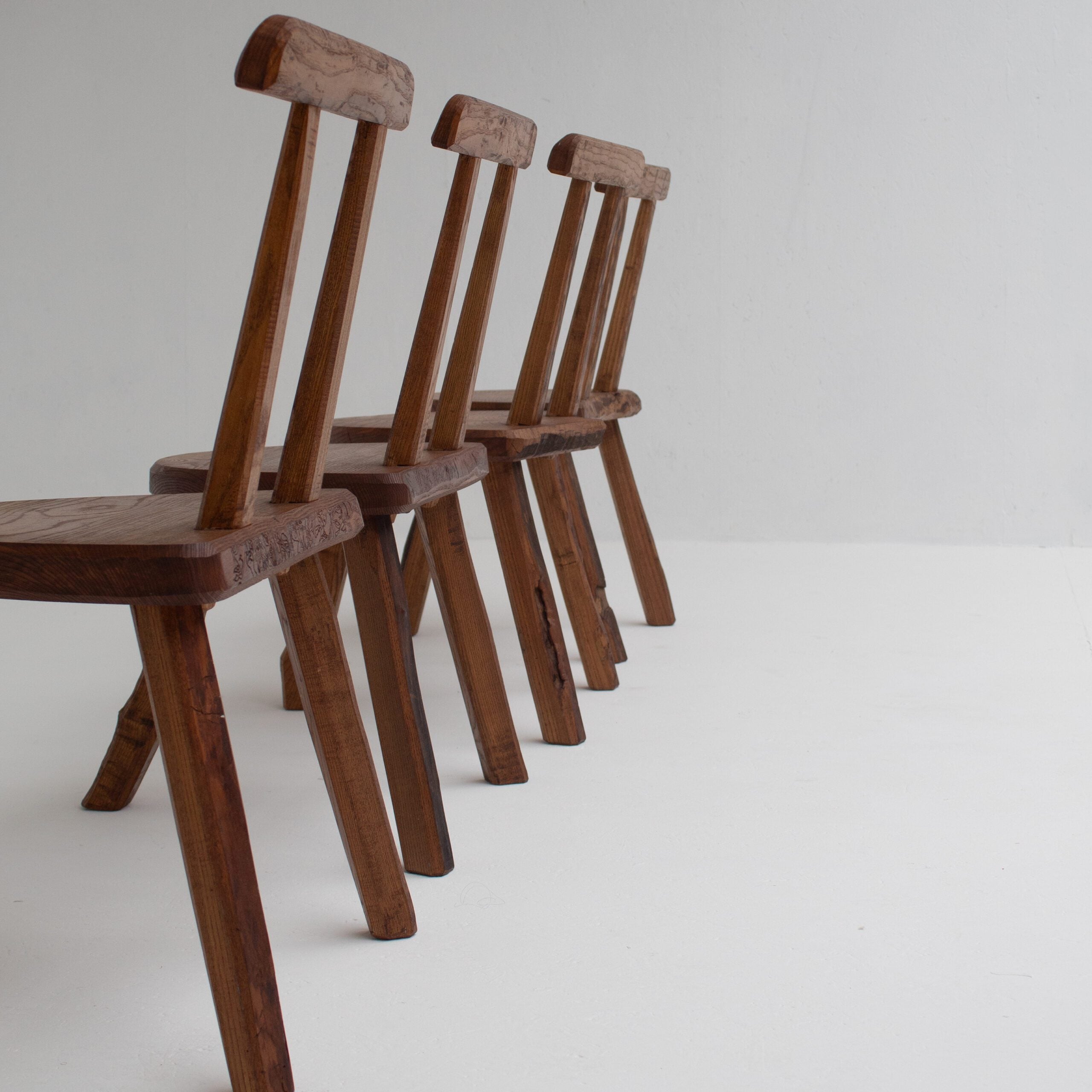 Set of 4 Rustic Wooden Chairs — in context