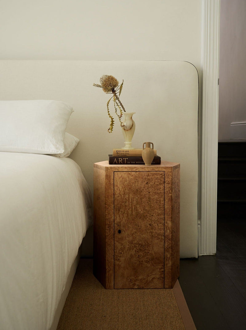 Pair of Park Night Stands in Poplar Burl — detail view