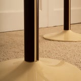 Wood & Lacquer Floor Lamps - France 1960s — close-up of base and pole detail