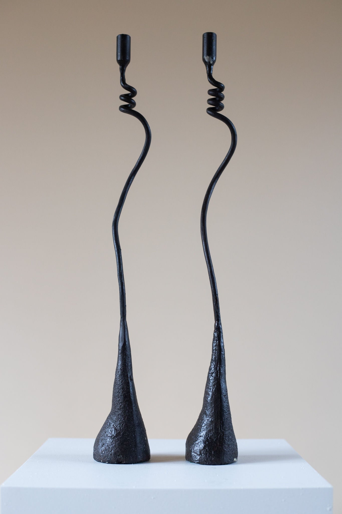 Jasmine Candleholders — side angle showing black metal design