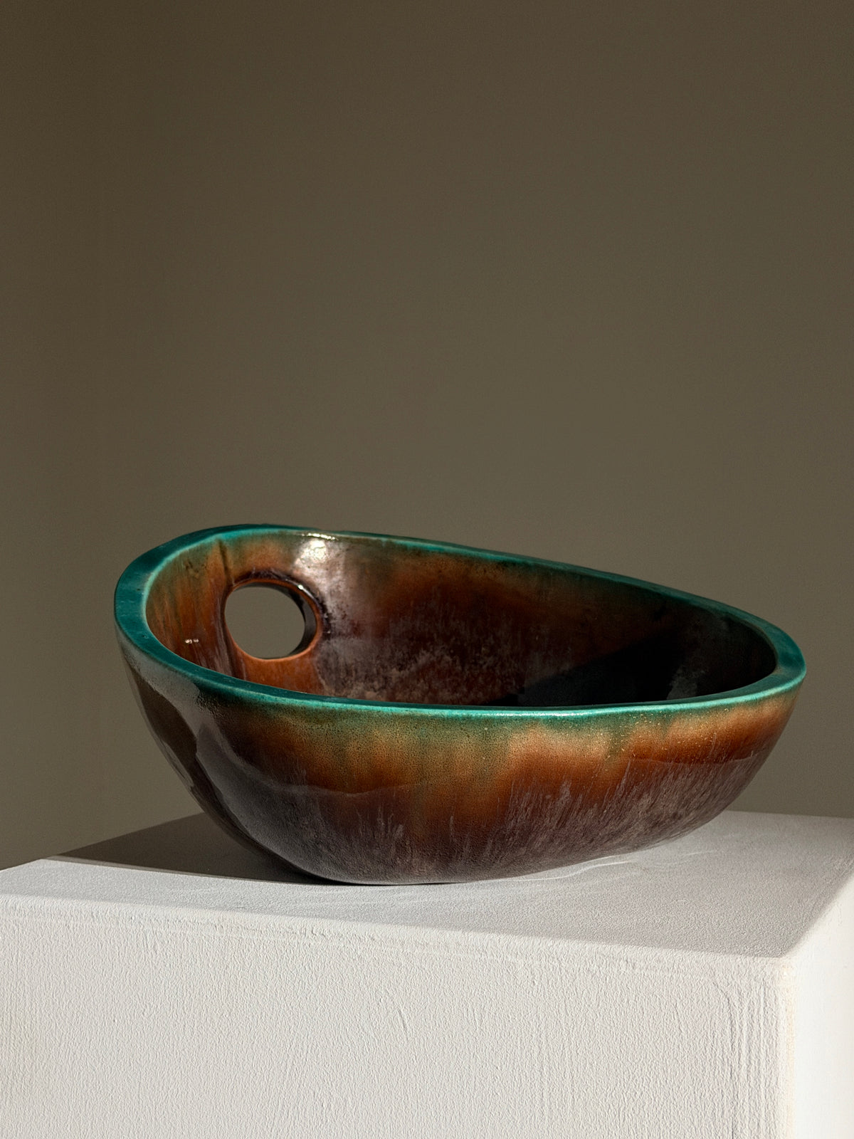 A large ceramic bowl by the potters of Accolay, France, 1960 — lifestyle setting