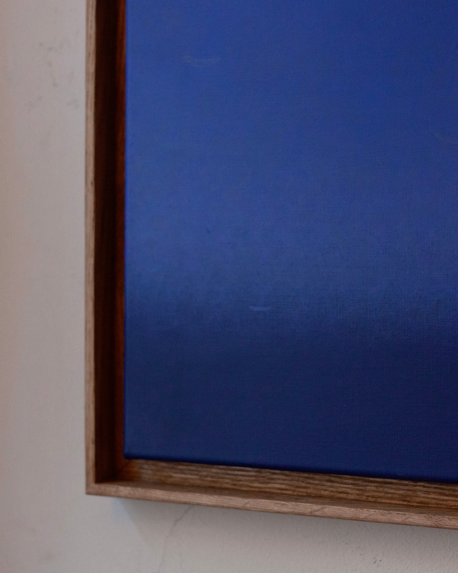 Midlight Sky #2 — side angle of blue painting in wooden frame