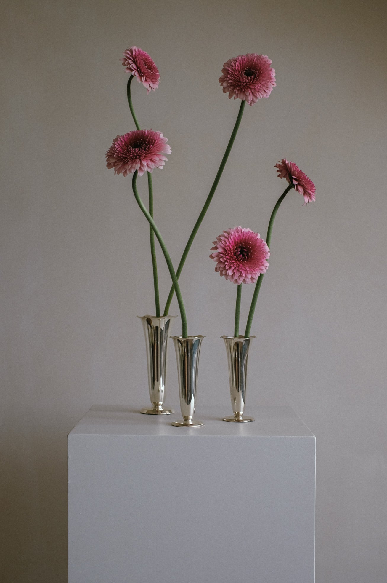 Set of 3 silver-plated vases  by septembre studios | The Oblist