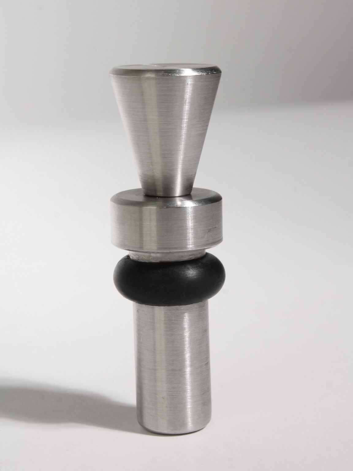 Brushed Metal Brutalist Massive Bottle Stopper — side angle