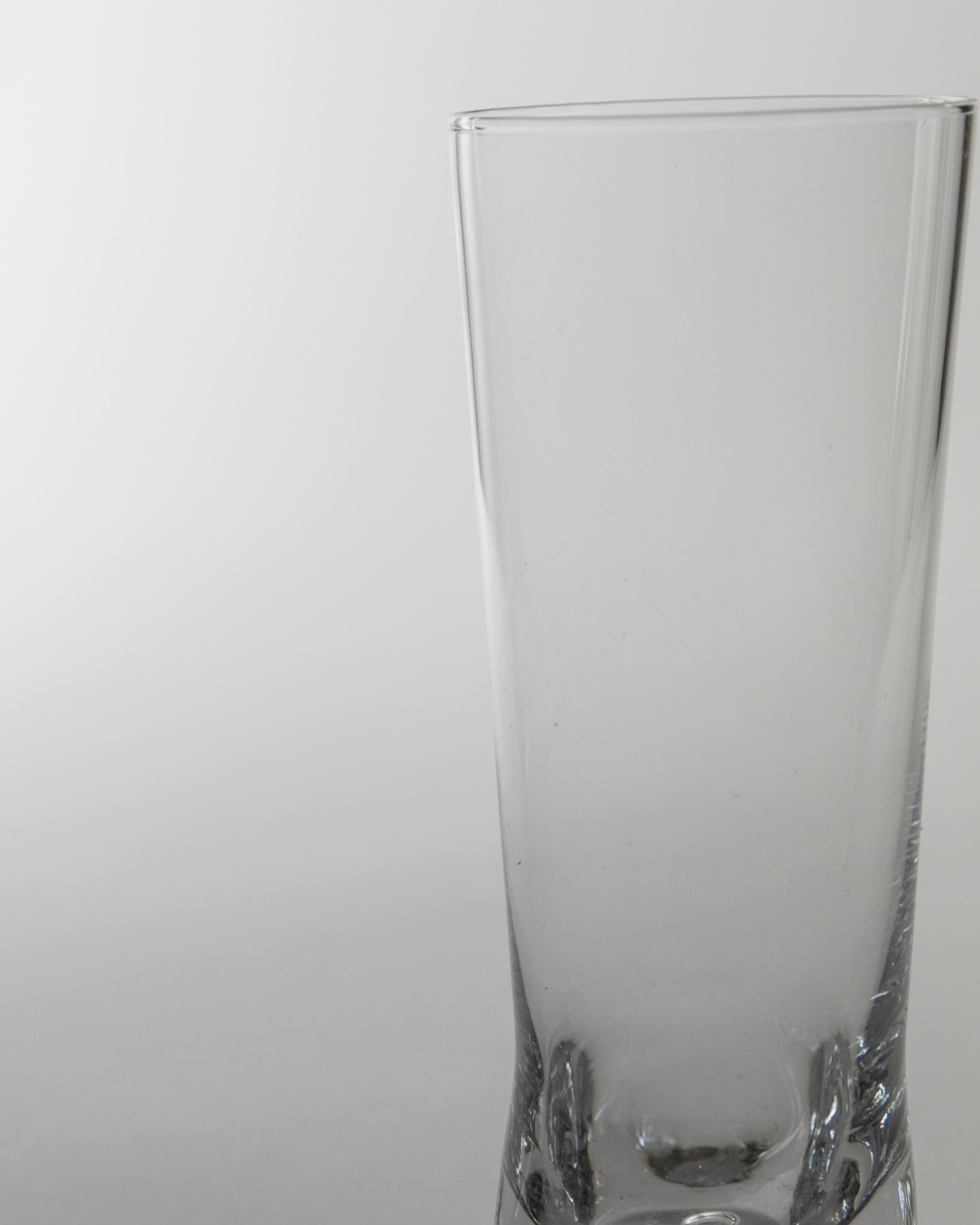 Set of 6 Vintage Murano Glasses, Italy 70s — top view of clear glass with subtle imperfections