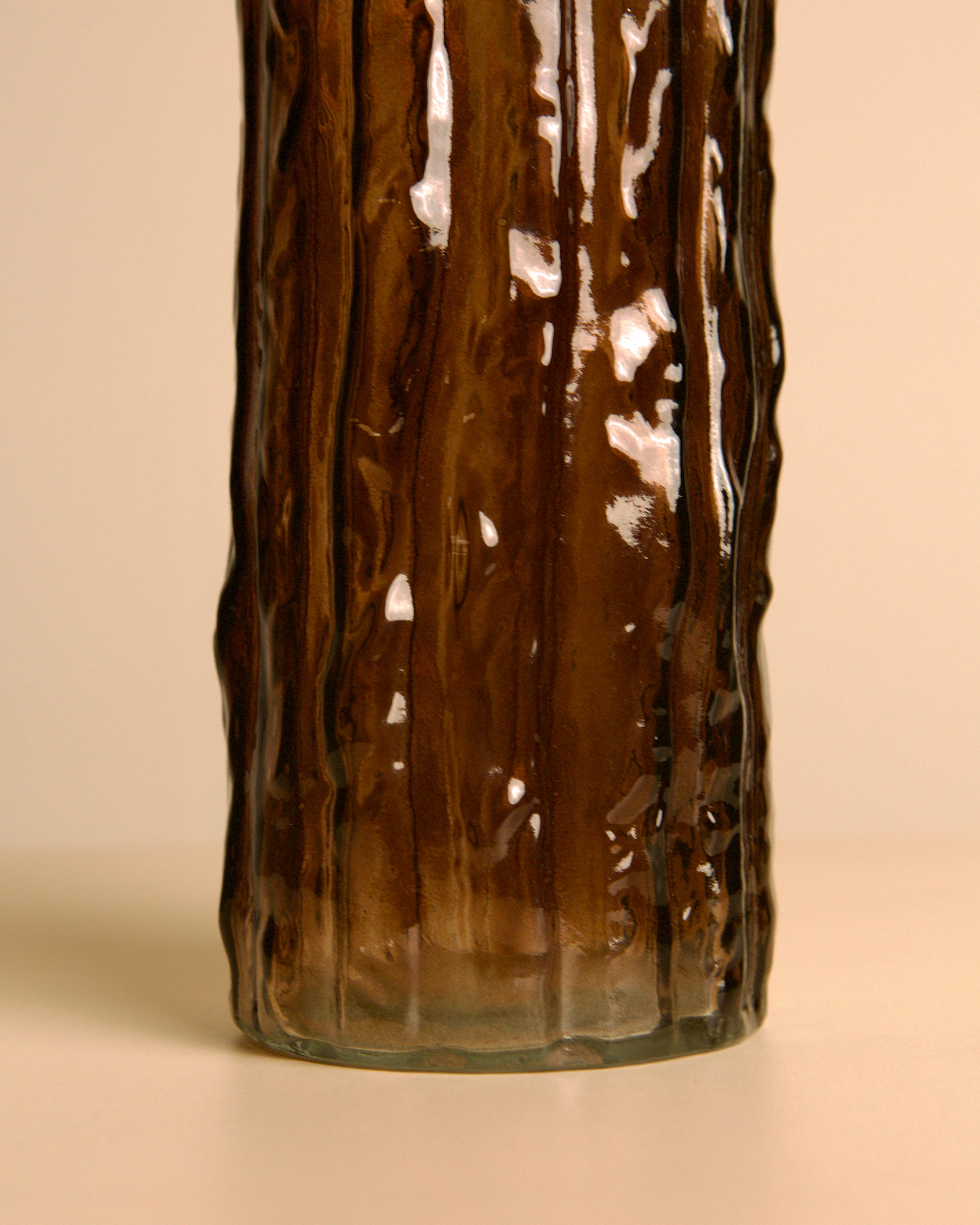 Amber Blown Glass Vase with Bark Texture, Italy, 1980s — lifestyle setting