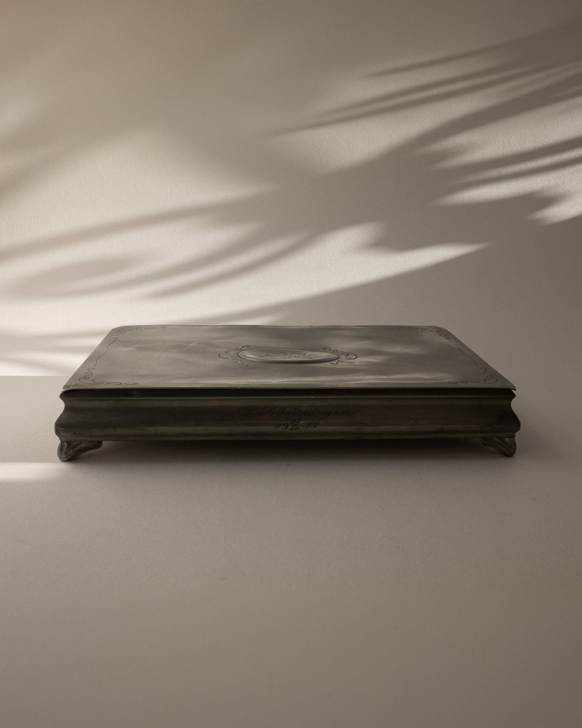 J.L. Hultman for Svenskt Tenn Swedish Grace Pewter Gaming Box with 1933 Öberg Cards by Trove Paris | The Oblist