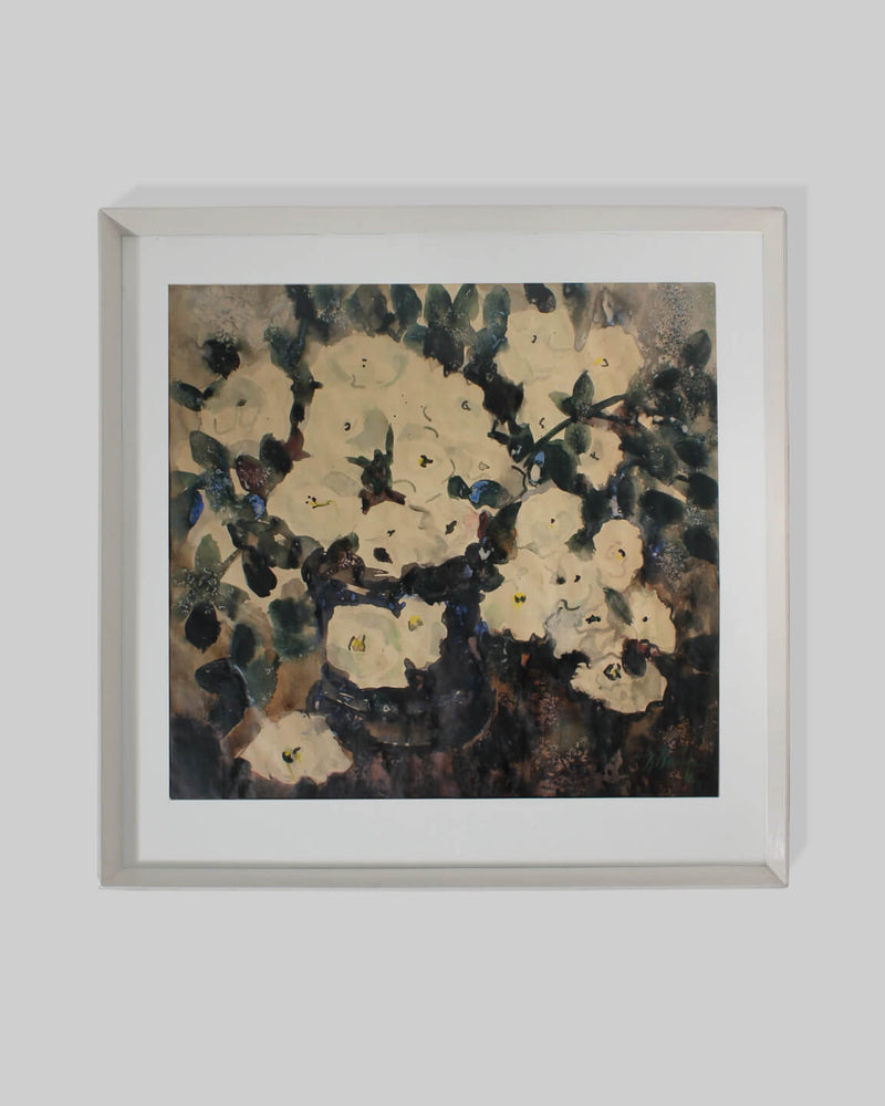 Watercolour Vintage Roses Painting, 1976, Latvia, Signed | The Oblist — vintage floral artwork, framed