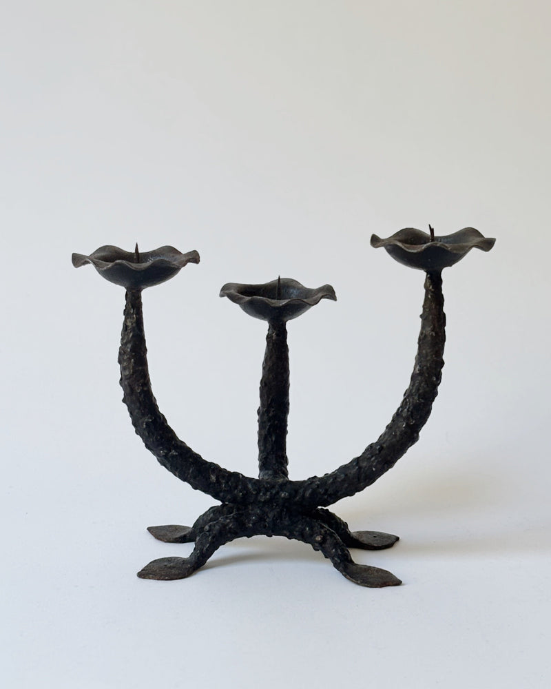 Metal Textured Artisan Candlestick, Poland — close-up of black metal texture