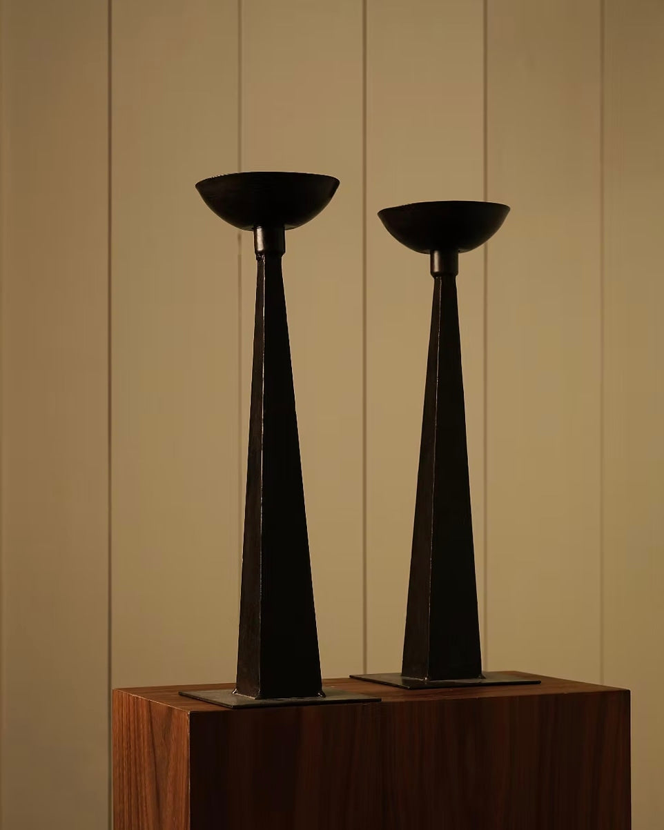 Sculptural Iron Candlesticks — detail view