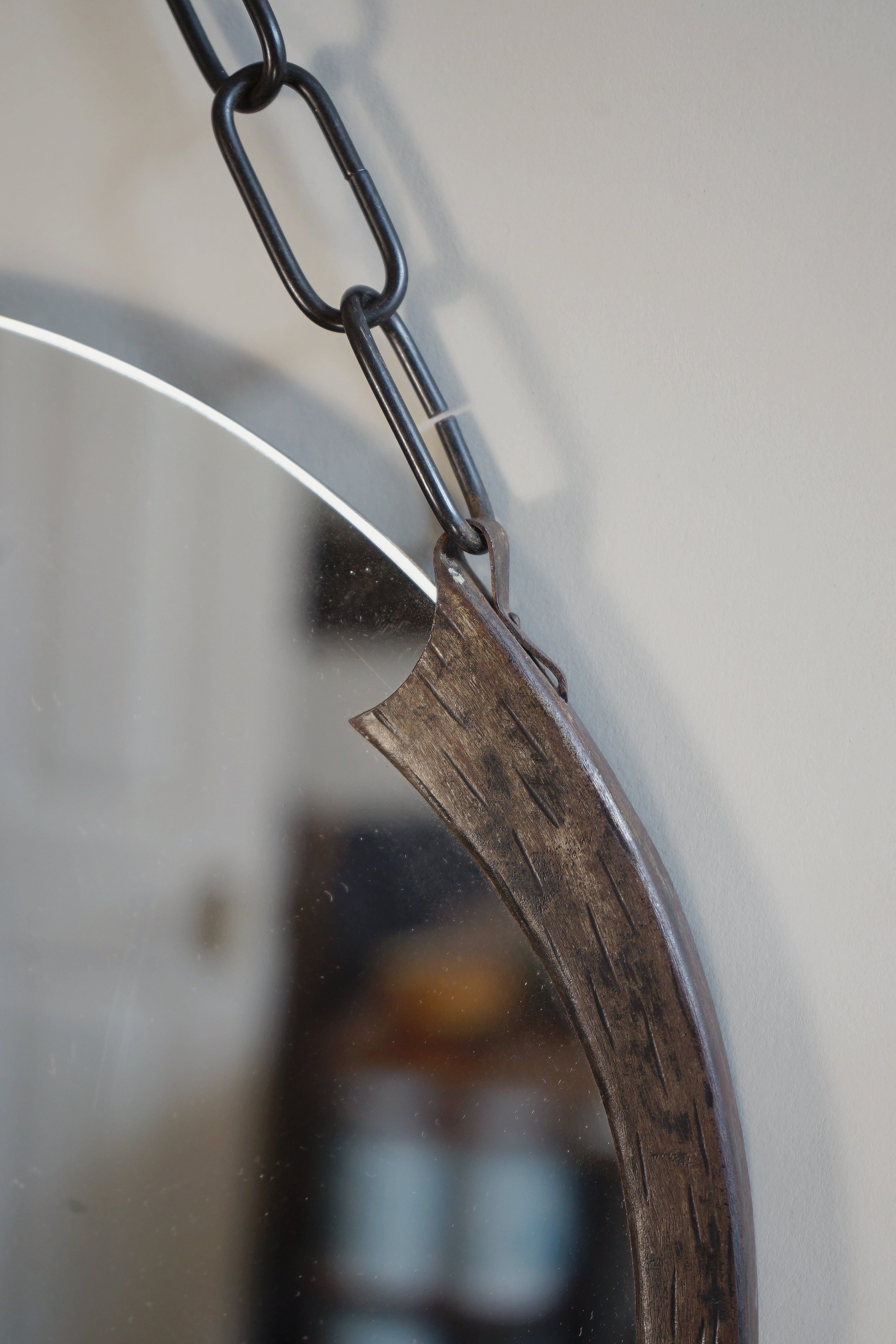 Amsterdamse School Wall Mirror 1920 — close-up of wooden frame detail