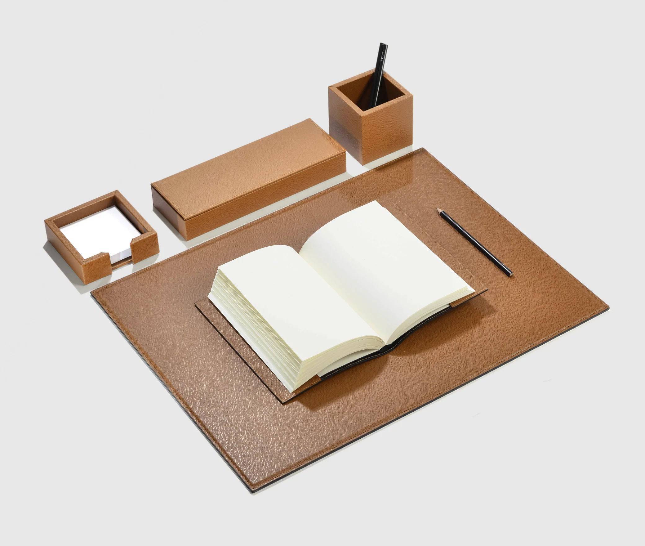 Premium Leather-Wrapped Wooden Letter Tray - Desk Accessories