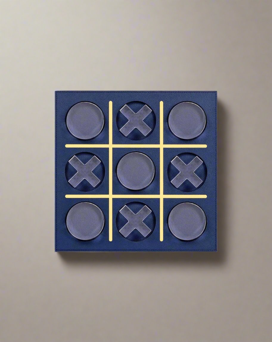 A classic Pinetti Boston Tris - Tic Tac Toe game board with xs winning the game diagonally, showcased against a crisp white background.