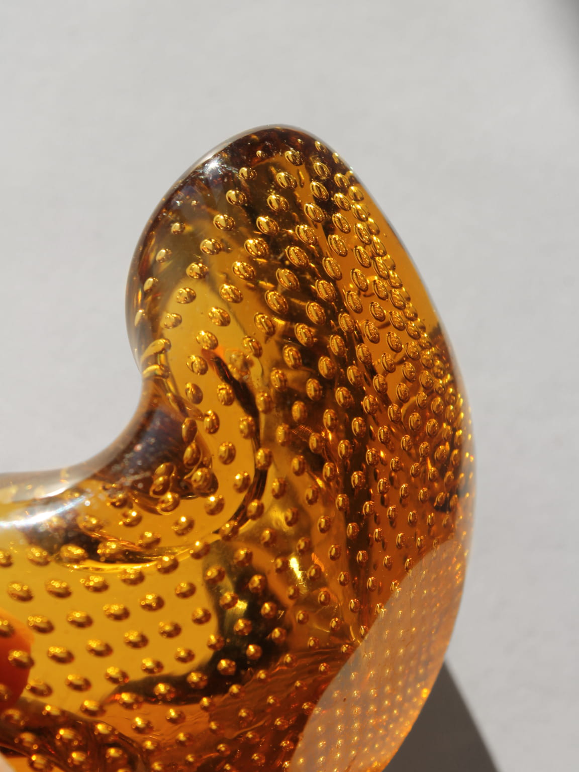 Cendrier en Verre à Bulles Ambre Murano, Années 1960