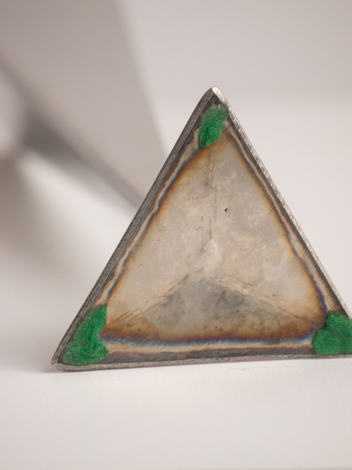Folded Stainless Steel Bud Vase, Inverted Cone on Triangular Pyramid Foot, Space Age, 1960s-1970s — additional view