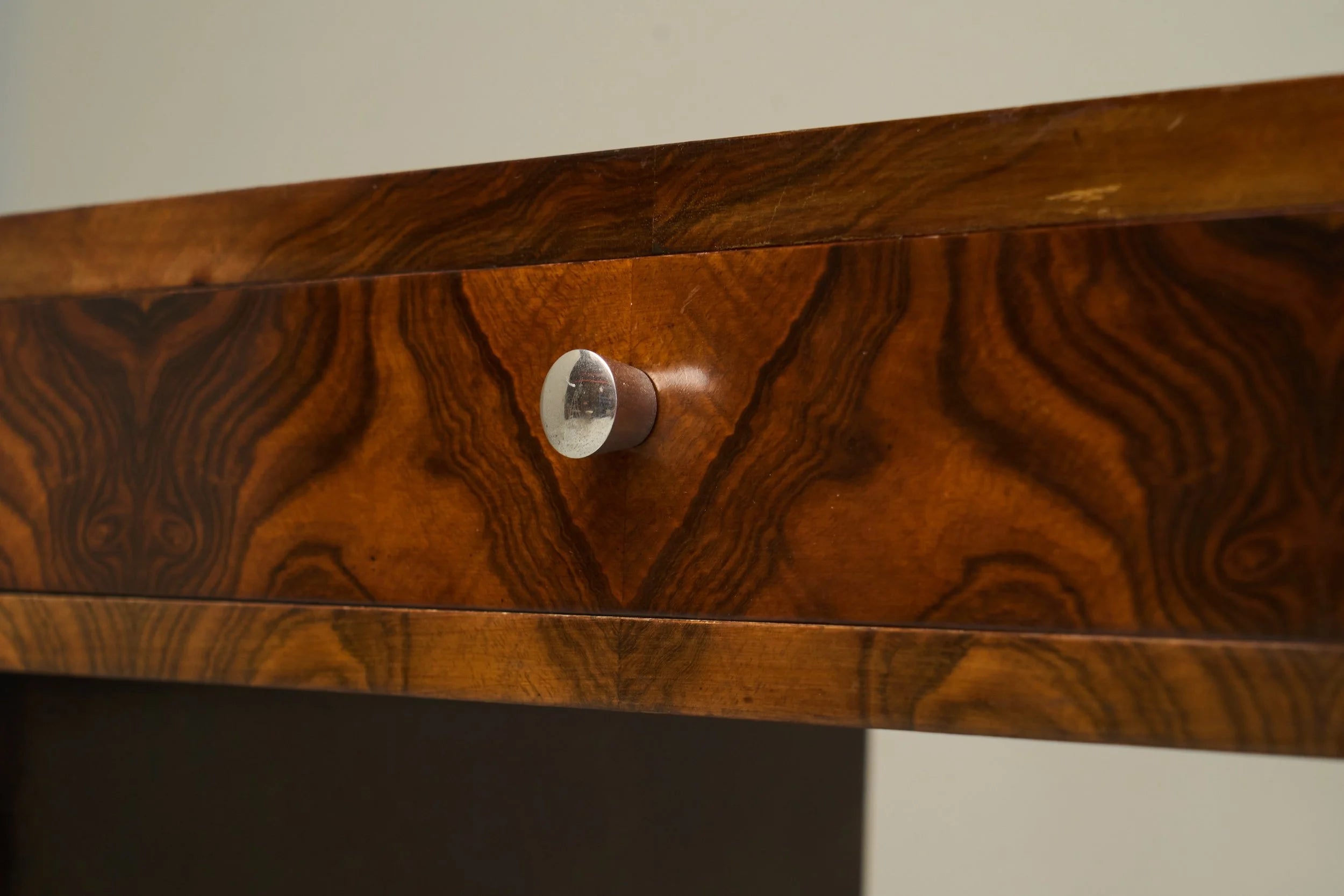 Art Deco Desk in Bookmatched Walnut Veneer 1930s — in context