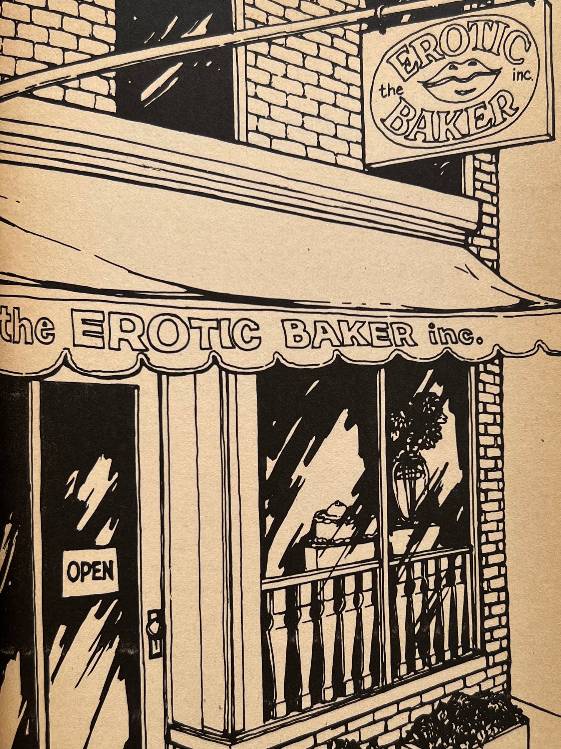 The Erotic Baker Cookbook by Karen Dwyer & Patrika Brown, 1983 First Edition — lifestyle setting