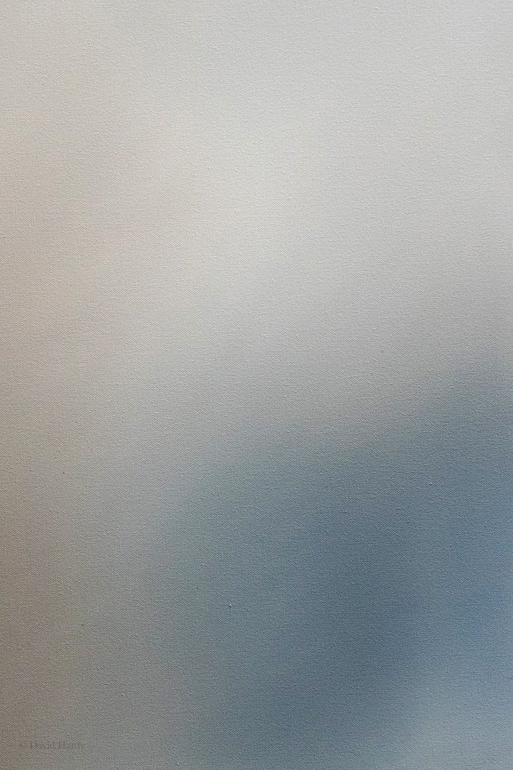 Abstract oil painting with soft grey-blue gradient fade effect