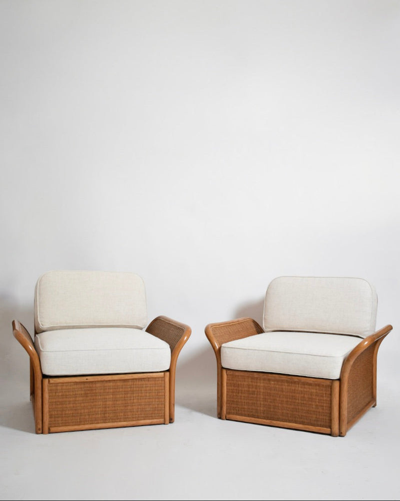 Pair of wicker armchairs, 1970s by Barracuda Interiors | The Oblist