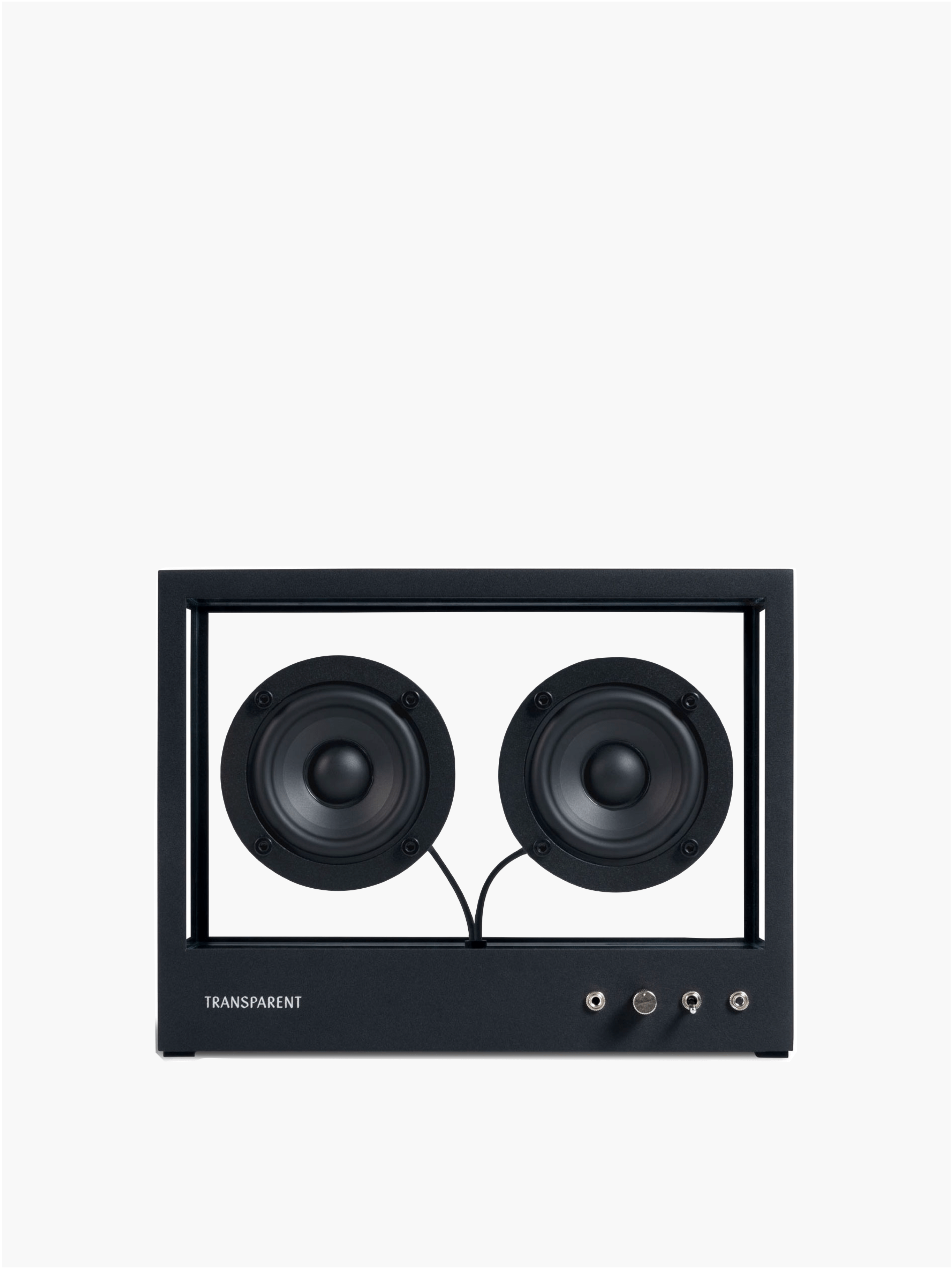 Small Transparent Speaker Black - Bluetooth — front view showing dual speakers and controls