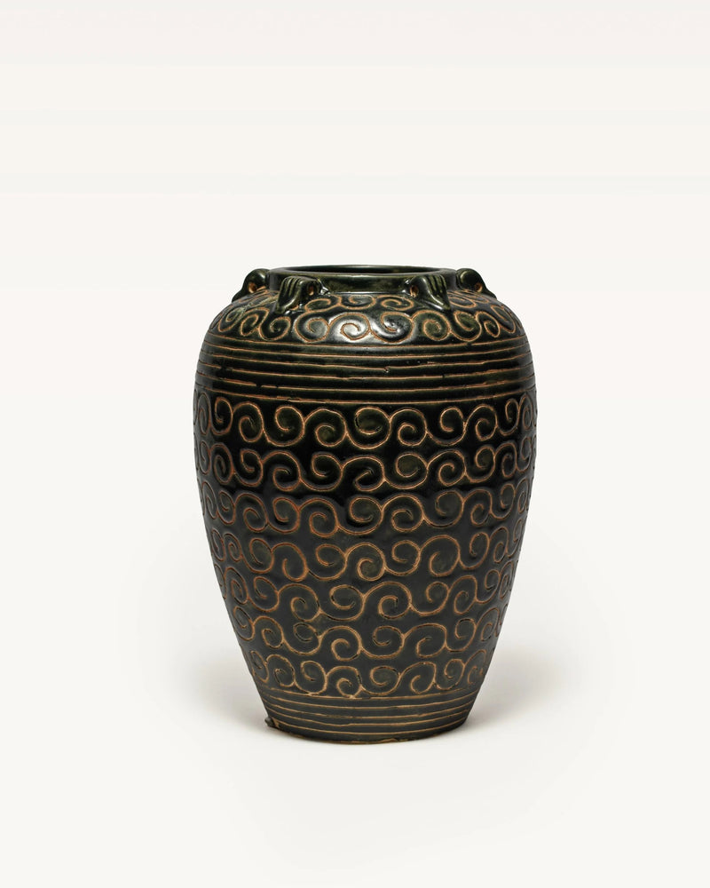 Scroll Pattern Ceramic Vase by Galerie MLS | The Oblist
