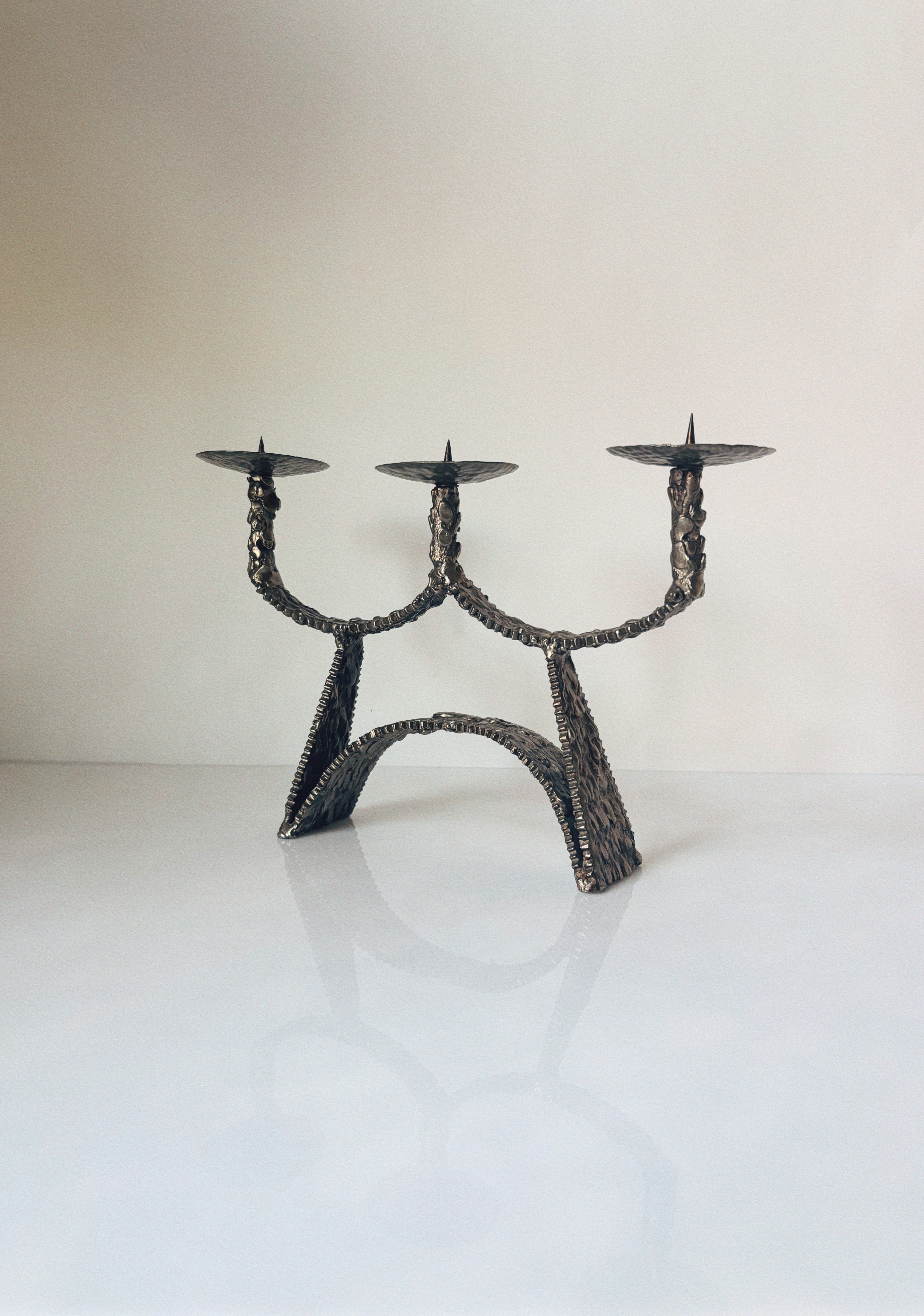Molten Metal 3 Arm Candlestick — side angle